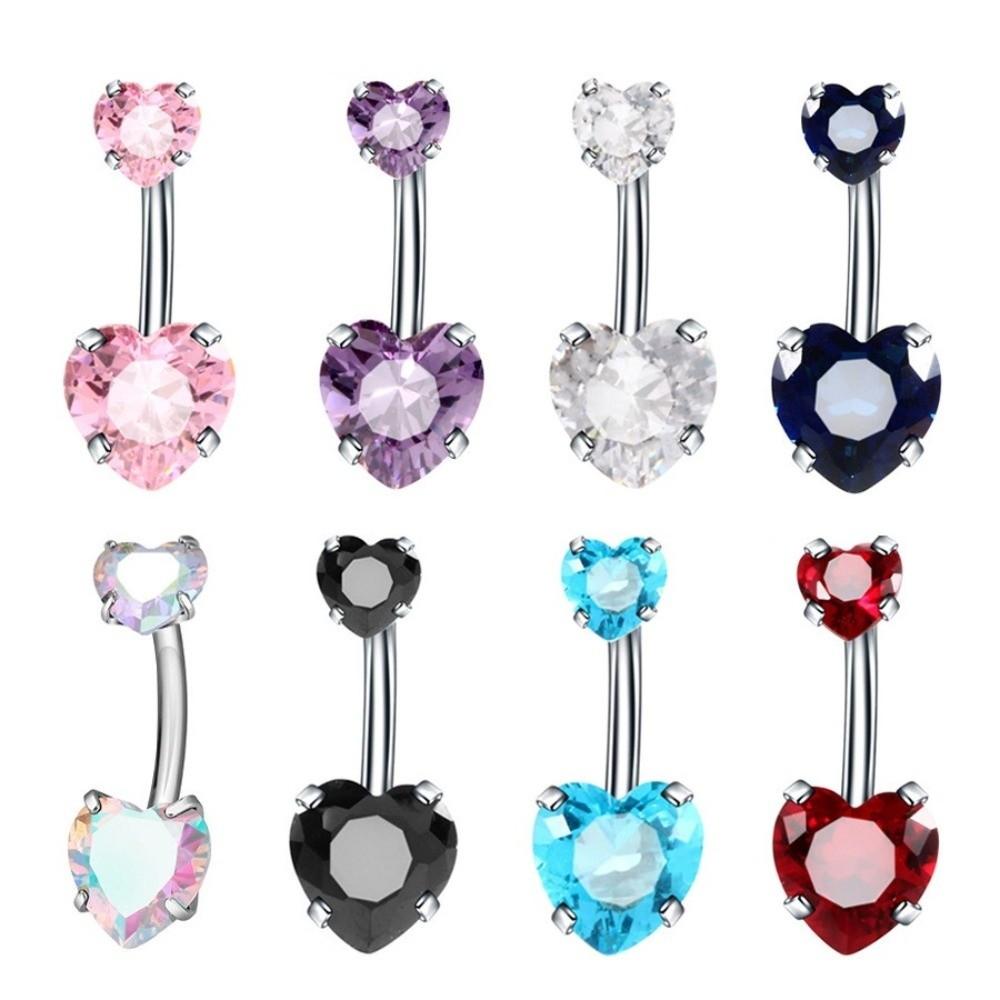 Heart Belly Button Rings Internal Thread Body Jewelry Shiny Belly Piercing  Girl