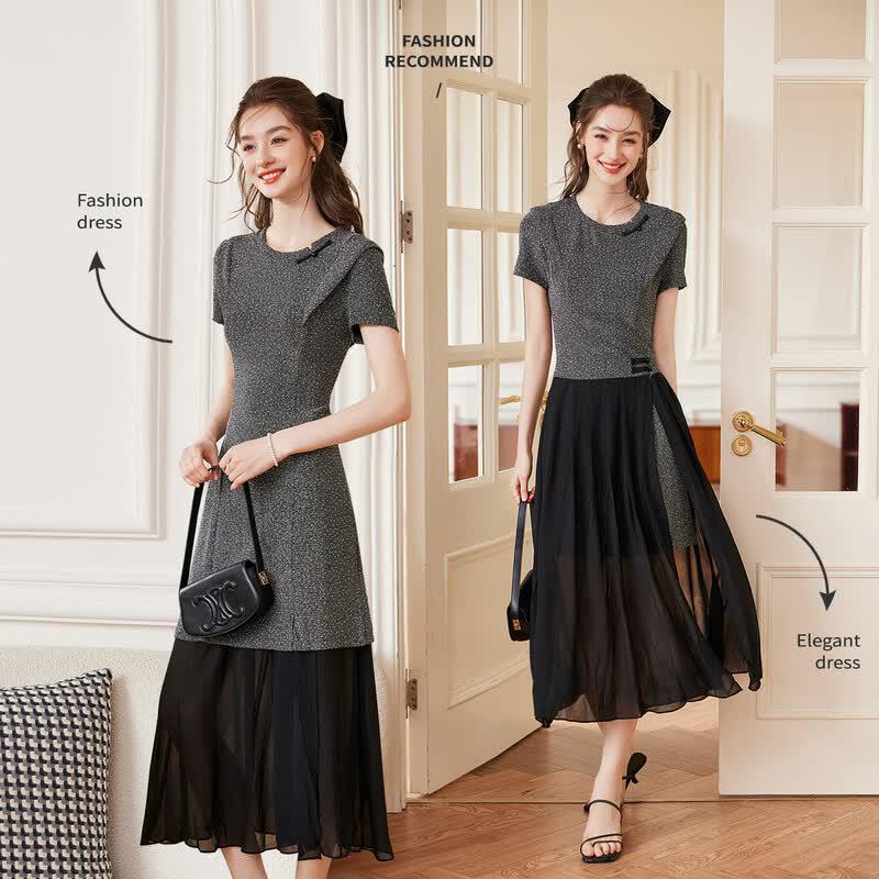 Women s Hot Drill Round Neck Two-Piece Dress Set L