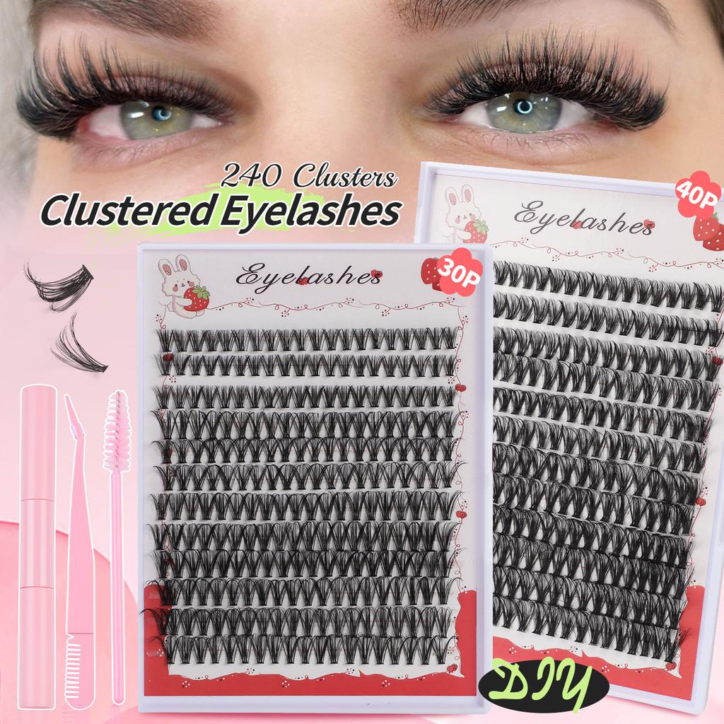240 Clusters D Curved Hair False Eyelash Set 10-16Mmdiy Segmented Thick Natural Eyelashes