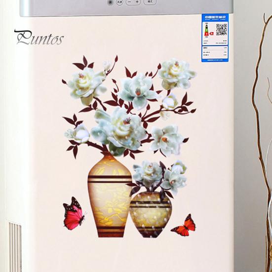 Vinyl Decal Wall Sticker Hot Stamping DIY Bright-colored Self-adhesive Flower Vase Home Decoration