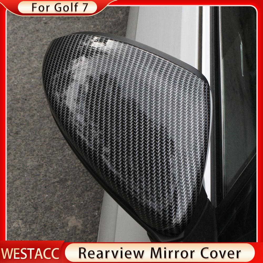 2Pcs Chrome Car Rearview Mirror Cover Trim for Volkswagen VW Golf 7 MK7 7.5 GTI 7 2013 2014 2015 2016 2017 2018 