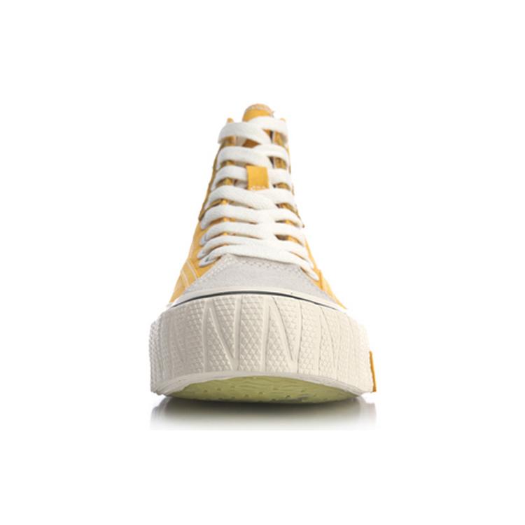 DISHINIMIQI x Li Ning Wave Canvas Hi Slip Resistant Abrasion Resistant High top Skateboard Shoes Women's Yellow Black AGCQ202-3