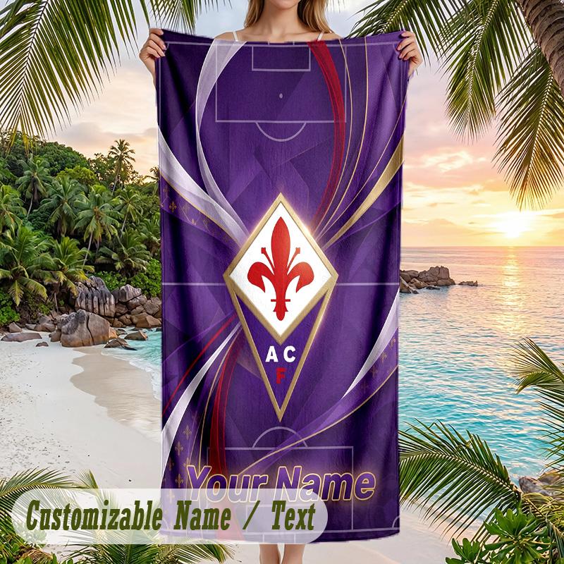 Beach Towel Fiorentina FC Print Custom Name Text Soft Towel for Swimming Pool