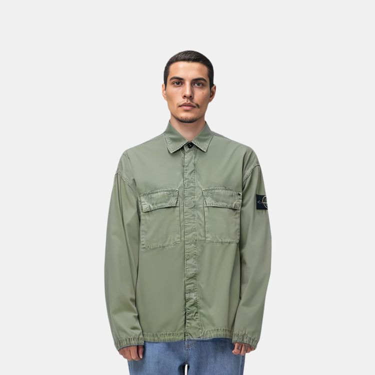 STONE ISLAND Ss23 Double Pocket Single-Breasted Sharp Collar Jacket Men Jacket Sage-Green 7815115WN-V0155