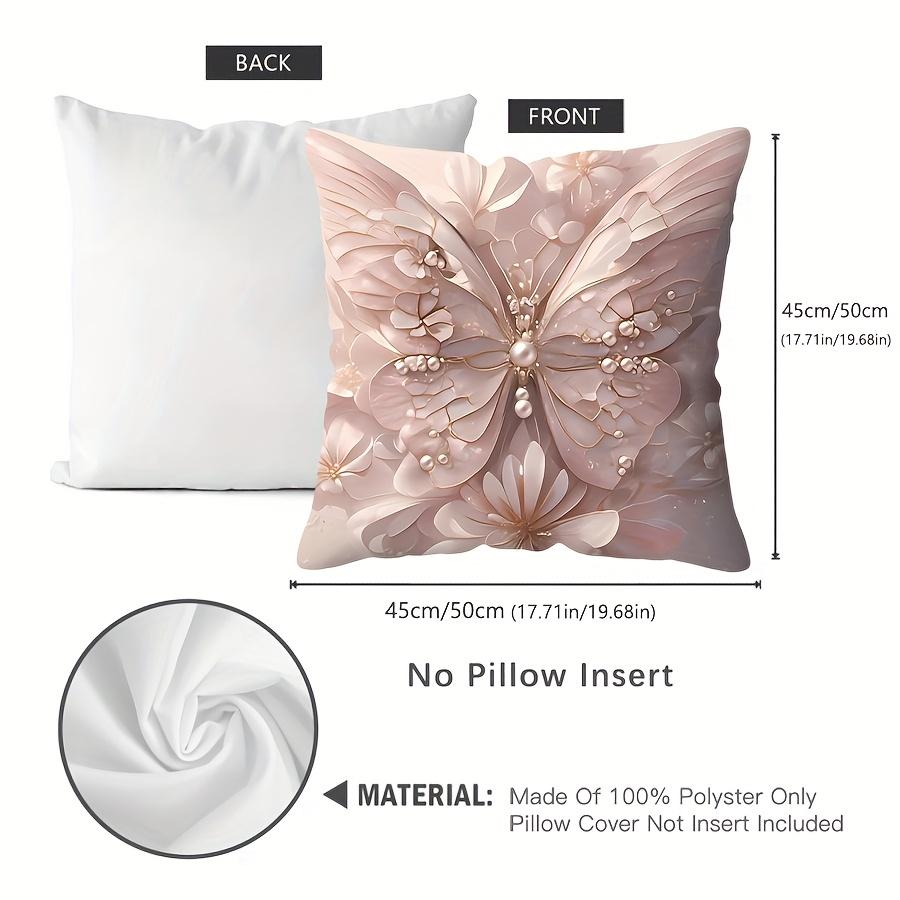 Pink Butterfly Pearl Throw Pillow Cover Zippered Single Side Pattern Pillowcases Sofa Car Decoration Elegant Floral Aesthetic