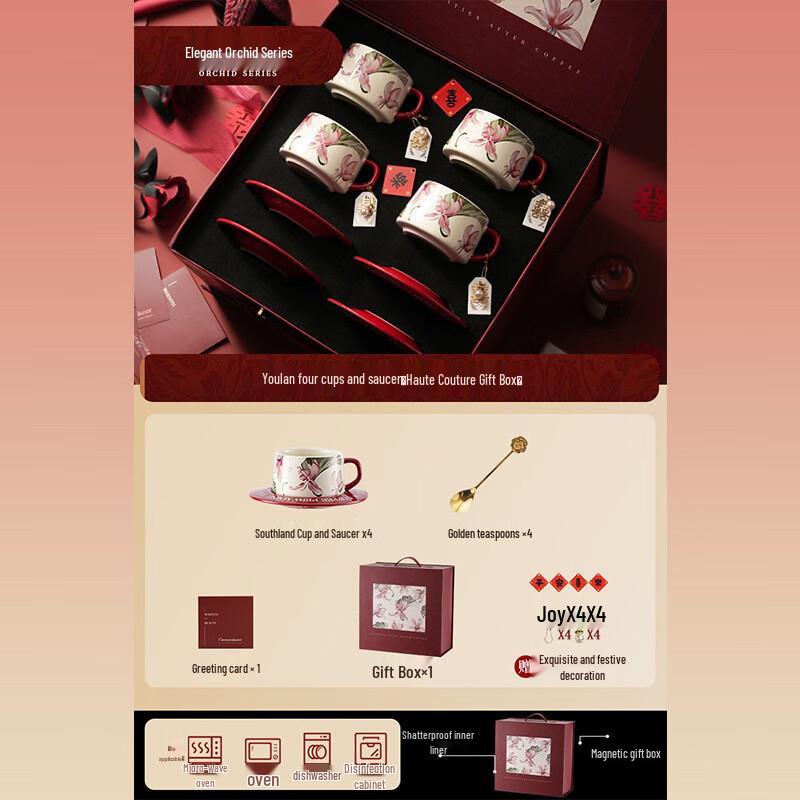 WJ Holiday Couple Coffee Cup & Saucer Gift Set