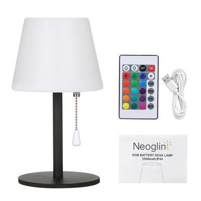 Neoglint RGB Table Lamp Colorful Desk Light with Remote Controller Pull Chain Switch Bedside Lamp Reading Lamp USB Rechargeable