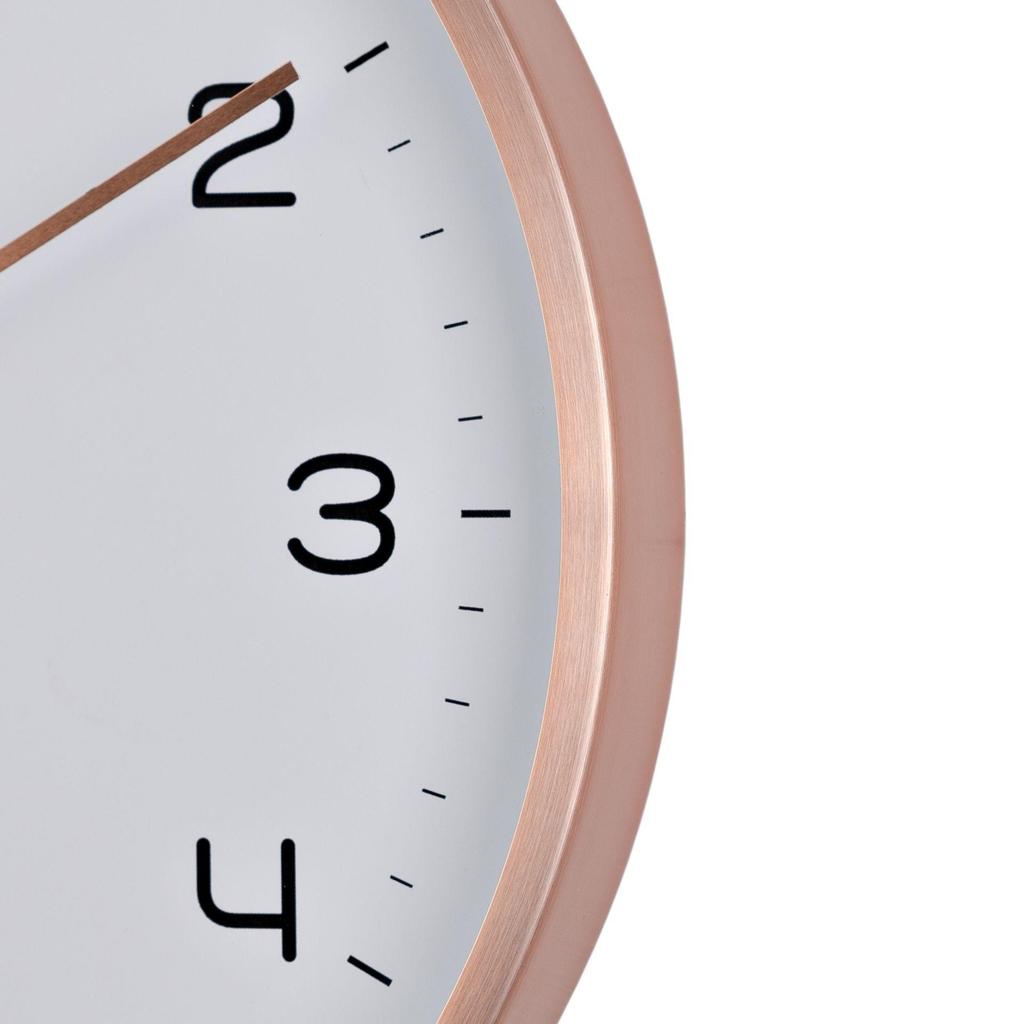 Hometime Round Rose Gold Metal Wall Clock White Dial 12