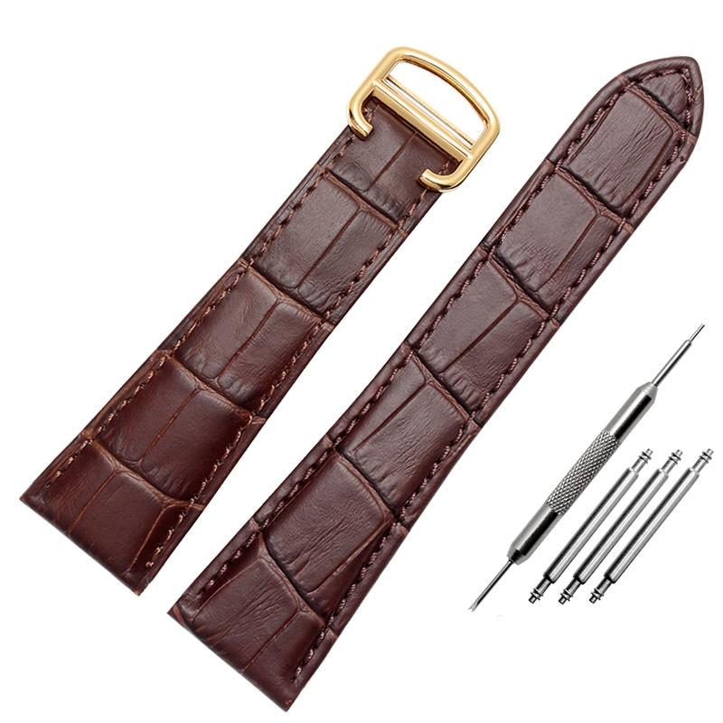 18 20 22mm 23 24 25mm Pro Cartier TANk London CALIBRE Řemínek k hodinkám z pravé kůže hovězí Kladací řemínek k hodinkám pánský dámský Náramek
