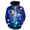 Bright Solar System Galaxy Fleece Hoodie, Men's Thick Warm Autumn Winter Sweatshirt, Colorful Planet Starry Sky Pullover for Dreamy Space Style