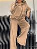 Oversized Casual Two-Piece Leopard Print Hoodie and Pants Set for Women