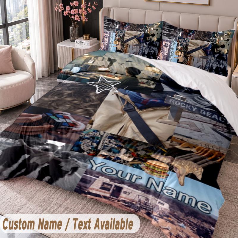 Custom Name Text 3Pcs Bedding Set Die drei Fragezeichen Duvet Cover And Two Pillowcases