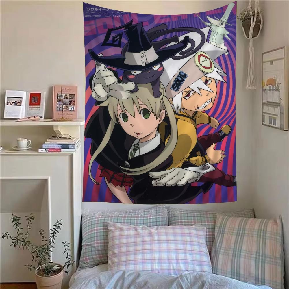 Soul Eater Tapestry, Death Scythe Witch Black Cat Uniform Theme Tapestry, Anime Bedroom Wall Decor Tapestry Flat Print