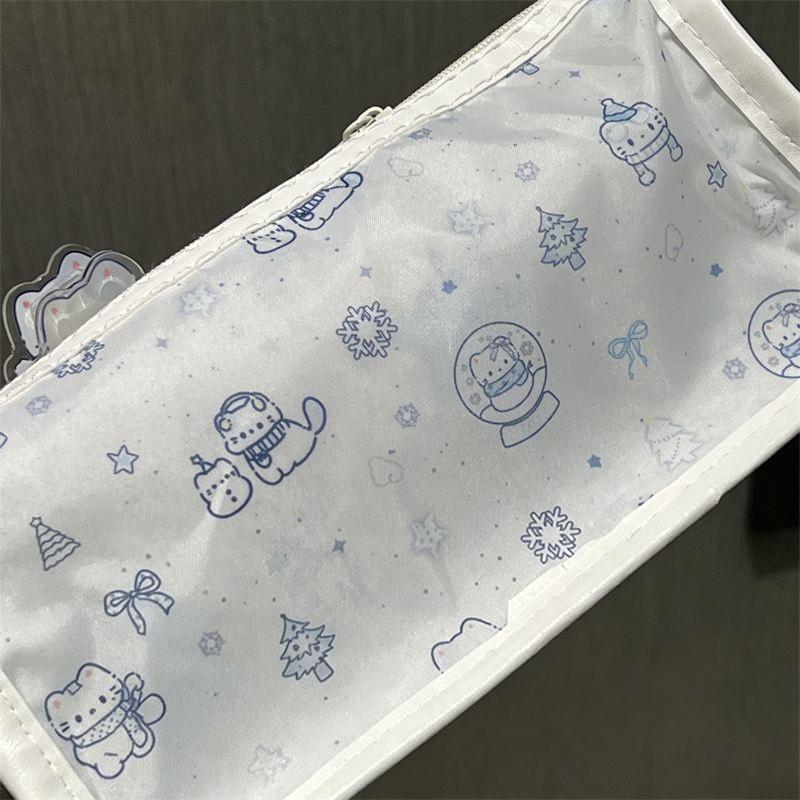 Cute Cartoon Translucent Pencil Case Double Layer Large Capacity Stationery Storage for Kids Students Art Class School Use