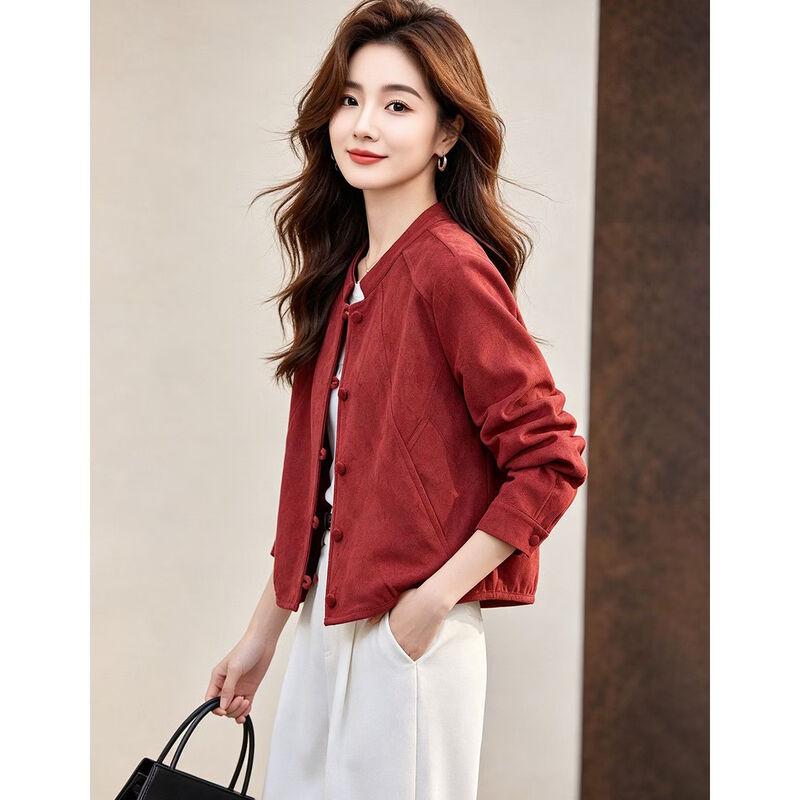 D.F.DEAR Women's Stand-Collar Single-Breasted Long-Sleeve Jacket