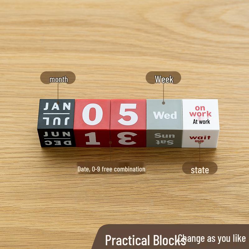Creative Perpetual Flip Desk Calendar: Square Plastic Decorative Blocks