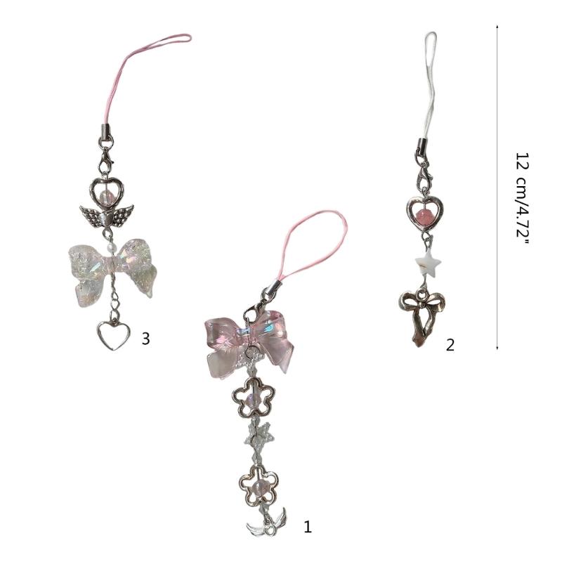 Trendy Bowknot Charm Stylish Keychain Fringe Chain Durable Phone Lanyard Long Lasting Phone Jewelry Suitable for Phone