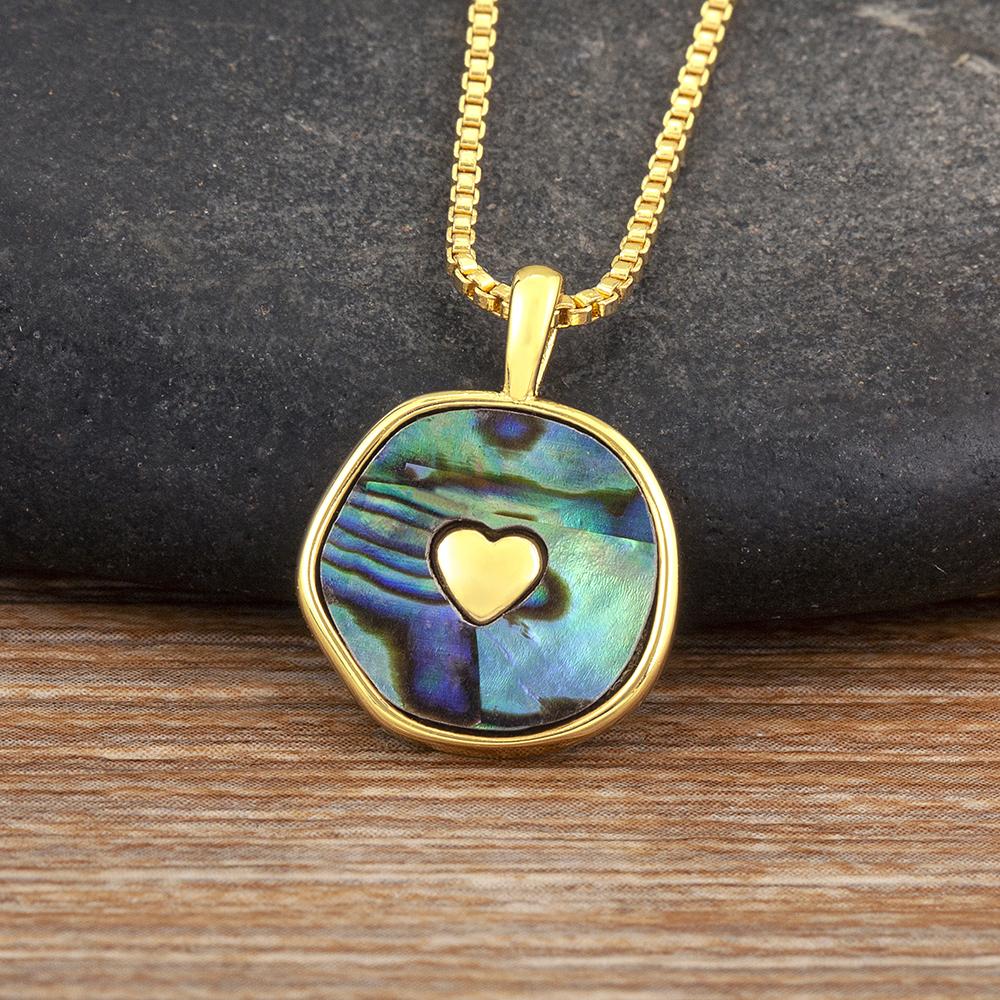 

Nidin Hot Sale Round Shape Heart/Cross Pattern Charm Pendant Necklace For Women Men Clavicle Chain Fine Jewelry Accessories Gift
