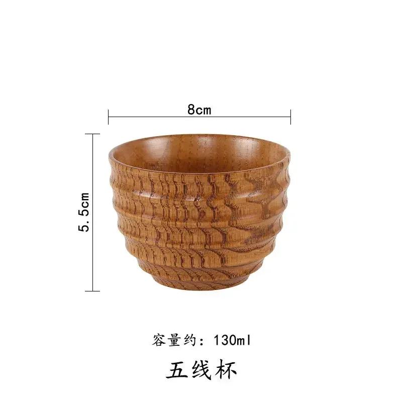 Copos de Madeira Barrigudos Estilo Japonês Copo para Leite Água com Alça Caneca para Café Cerveja Chá Feito à Mão Natural Cozinha Bar Copos para Bebida