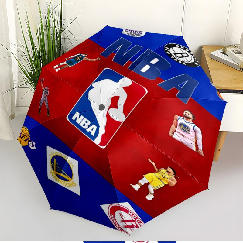 NBA Print Automatic Open Close Umbrella, Portable Foldable Umbrella, for Outdoor Commute Camping Trip, Ideal Birthday Gift