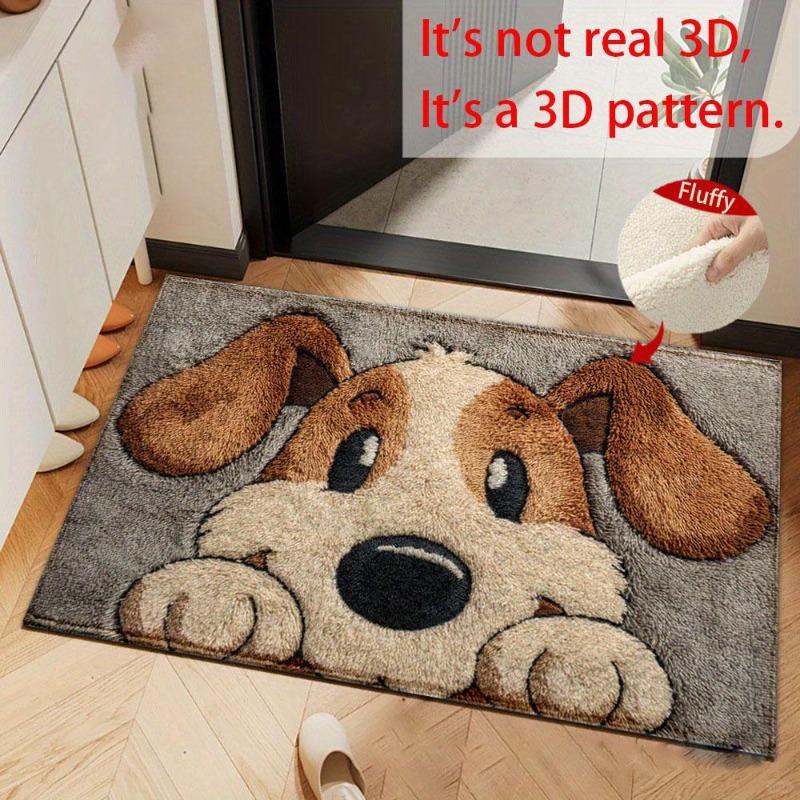 1pc Fluffy Christmas Deer Microfiber Bath Mat - Quick-Dry & Absorbent, Festive Holiday Design with Red Berries & Green Leaves