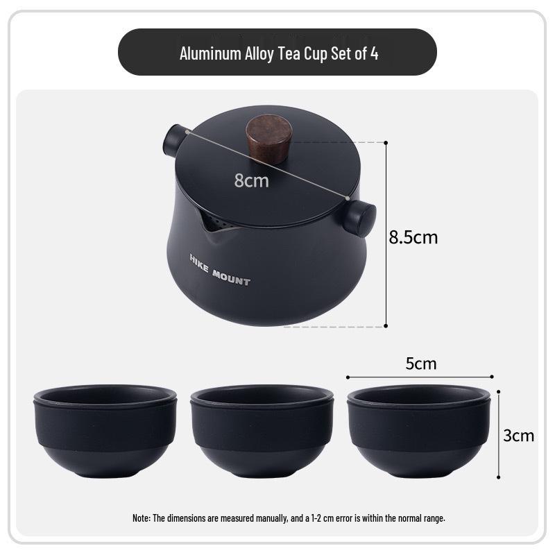 Ultra-Light Portable Aluminum Alloy Tea Set: One Pot & Three Cups for Camping and Travel