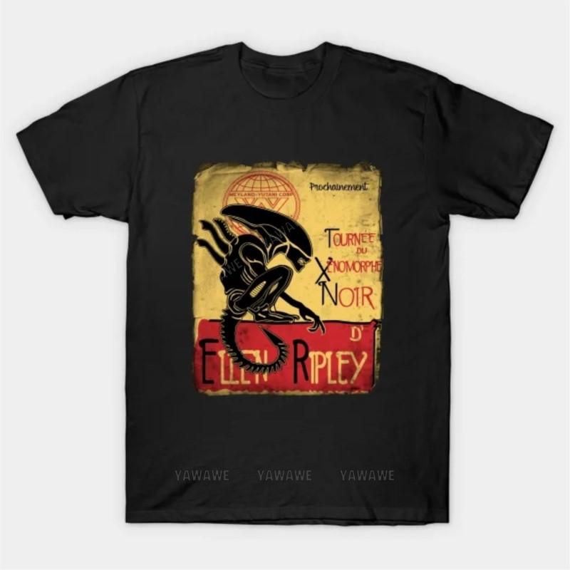 

Beach man tee shirt fashion print tees Tournee Du Xenomorphe Noir T Shirt teenager cotton Oversized tee shirt male summer top S