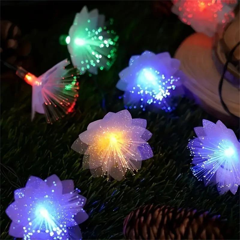 LED Fiber Optic Fairy Light Solar Garland Christmas Decoration Lights String For Party New Year Decor Artificial Flowers Festoon