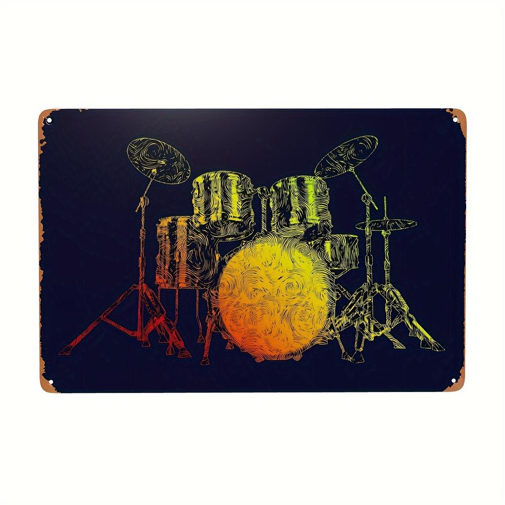 Vintage Schlagzeuger Anhänger Metall Blechposter Schlagzeug Metall Blechschild Poster Platte für Schlagzeuger Café Garage Fitnessstudio oder Boxclub Dekor