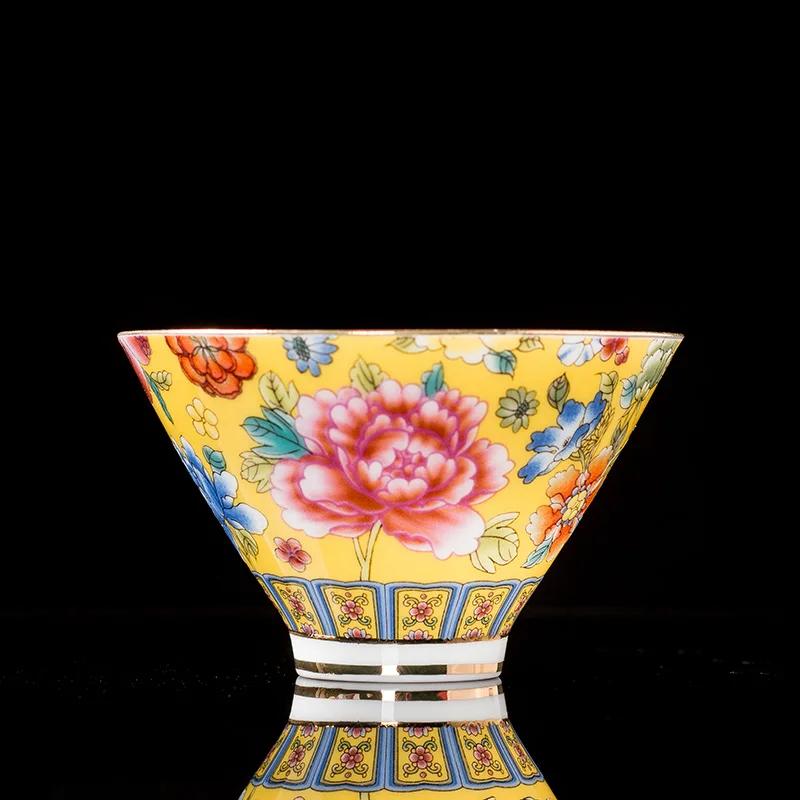 

Chinese Style Enamel Ceramic Tea Set Teacup Hand Painted Teacup Household Master Cup Drinkware Supplies Home Decoration 200ml