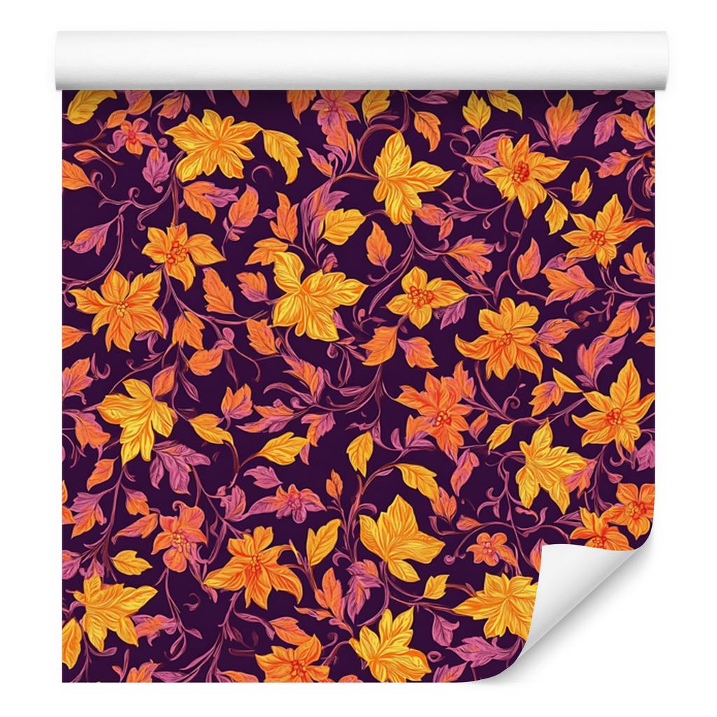 Intricate floral pattern wallpaper in burgundy, red and plum 50x1000