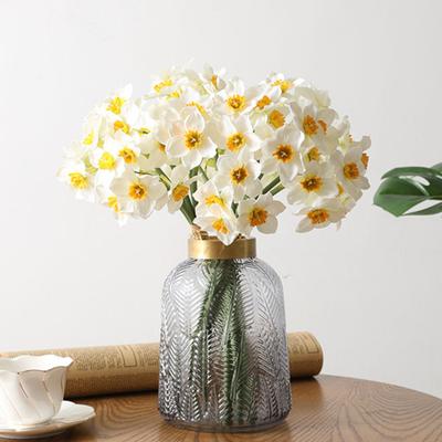 6Pcs Artificial Flower Eco-friendly Anti-fade Fabric Artificial Narcissus Flower Bouquet for Home