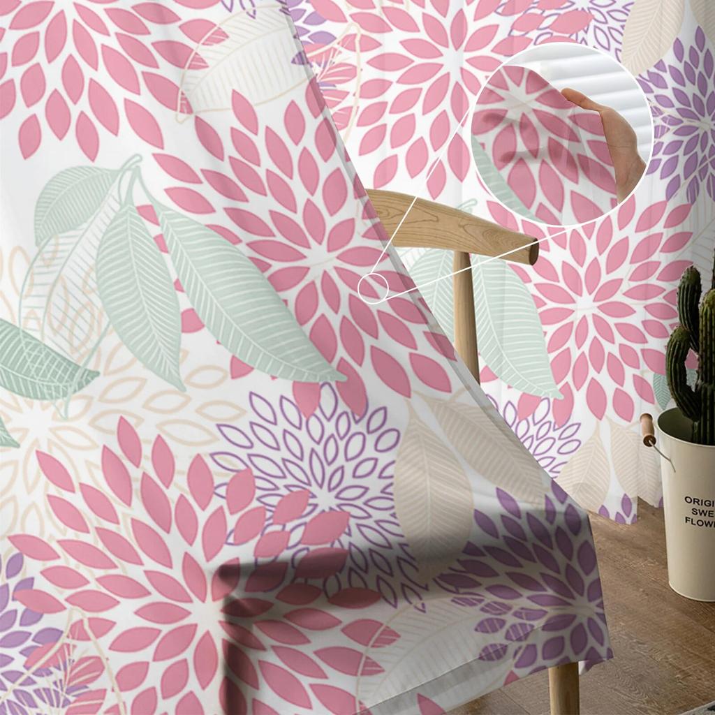 Perdele din tul cu model abstract cu flori de plante pentru sufragerie, bucătărie, dormitor, tul transparent pentru cafenea, hotel, decor modern acasă