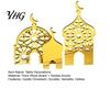 Office Desk Decoration 3PCS Ramadan Golden Castle Ornament, Hollow Mosque Design, Thick Wood And Holiday Party Supplies Acrylic Desktop Accents,