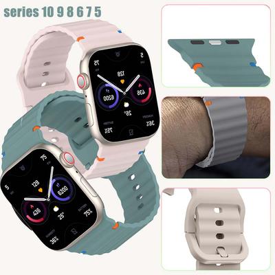 Silicone Strap For Apple Watch Series 10 46mm 42mm Sport Bracelet For Iwatch 10 9 8 7 6 45mm 42/44/40mm 38mm Correa Wristband