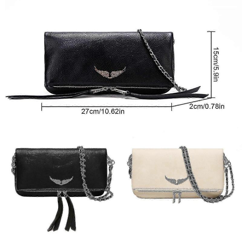 Women Hot Diamond Chain Leather Bag Messenger Bag Handbag Simple Wing Design Shoulder Bag