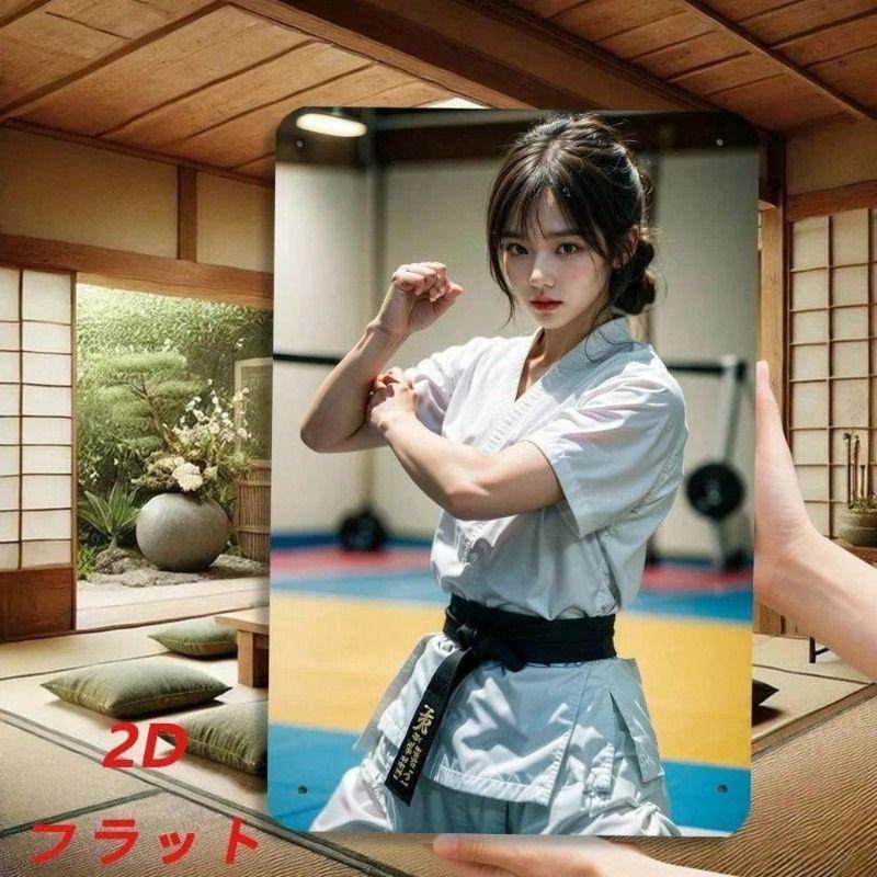 Retro Karate Girl Vintage Metal Sign, Funny Sarcastic Quote for Garage Wall Decor