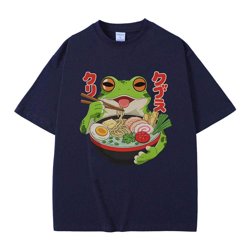 

Funny Frog Eat RaUnisex Meme Graphic Tshirt Unisex Women Vintage Japanese Style T Shirt Male Casual Pure Cotton Short Sleeve Tshirts 3XL