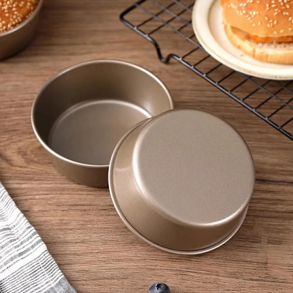 4 Inches Carbon Steel Metal Cheese Pan Cake Mold Air Fryer Mini Round Bread Mould Tart Holder Pudding Jelly DIY Bakery