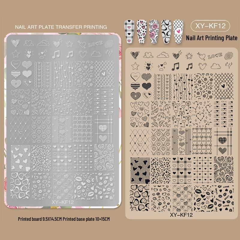 New Style Cross-Border Nail Art Stamping Template: Floral, Lace & Plaid Designs