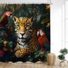 Tropical Jungle Leopard Shower Curtains Wild Animals Floral Green Plants Modern Fabric Home Bathroom Curtain Decor With Hooks