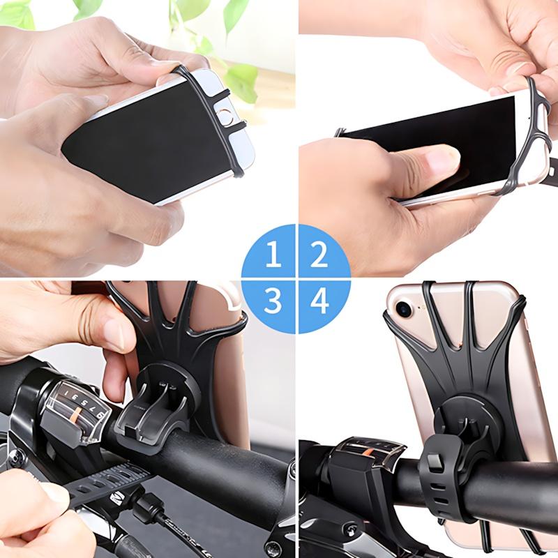 360 Rotating Silicone Bike Phone Holder, Shockproof Universal Mount for Bicycle Motorcycle Handlebar. 13 * 6 * 5
