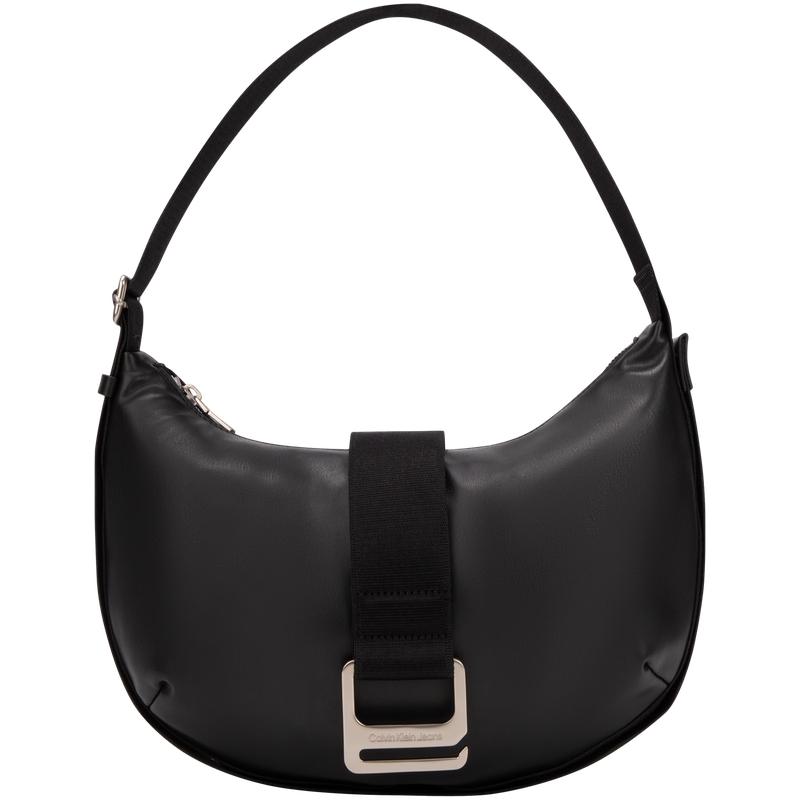 

Calvin Klein Elegant Metal Buckle Adjustable Shoulder Strap Dumpling Moon Bag Women Shoulder Bag Space-Black DH3504-001 Space Black,Basic Set (Bag)