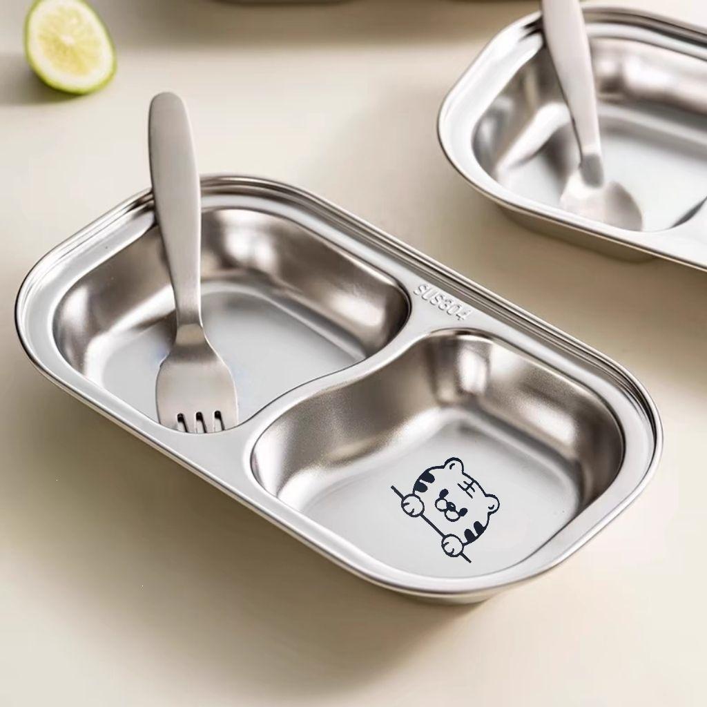 304 Stainless Steel Baby Plate - Compartmentalized, Anti-Fall, Food Safe for Kids