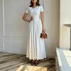 2025 Summer Women's Round Neck Solid Color Short Sleeve Commute Dress