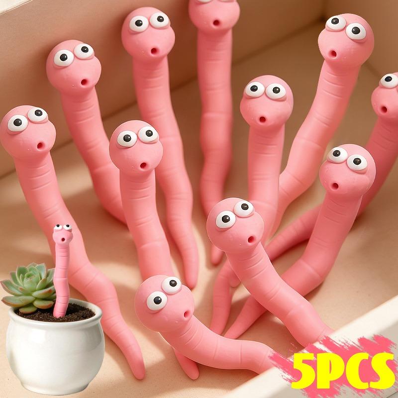 5-1Pcs Worm Water Sensor Ornaments Cute Earthworm Garden Greenhouse Outdoor Plant Hygrometer Monitoring Horticulture Decoration