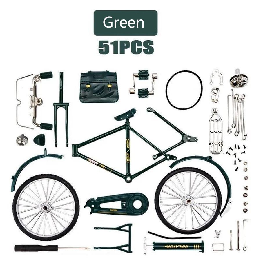 

1PC DIY Metal Retro Bicycle Model Kit - Handcrafted Alloy Assembly for Desktop Display, Adults & Teens Hobbyists Collectible Mec зелёный