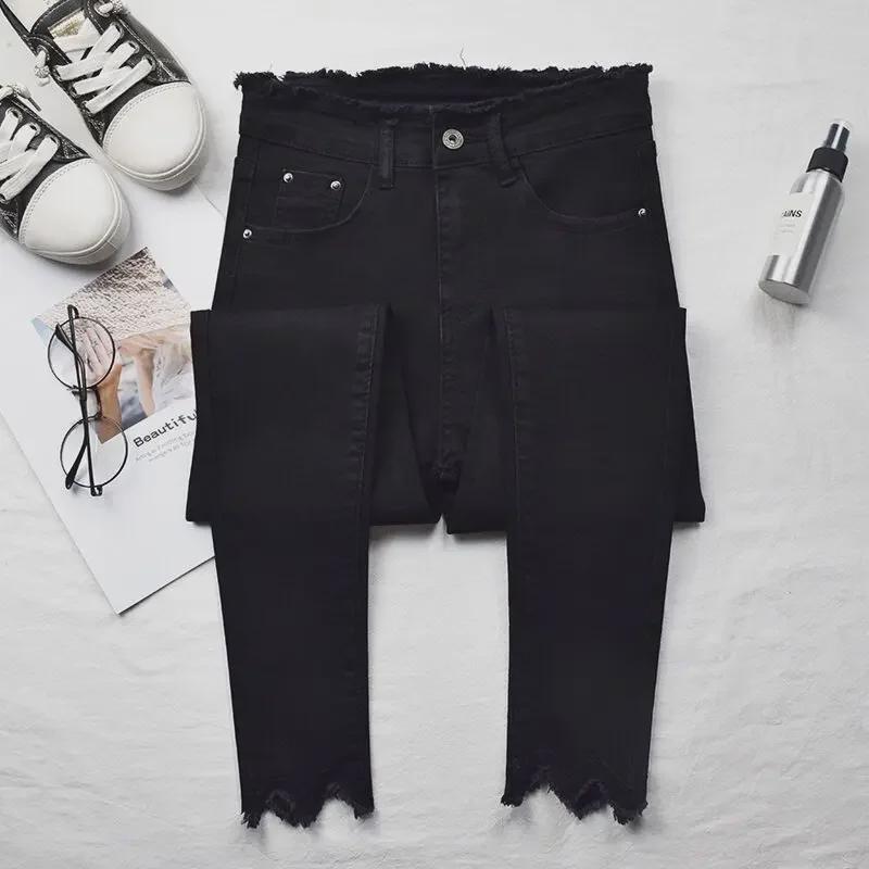 Women's High-Waist Skinny Jeans - Slim Fit Pencil Pants for Spring & Autumn 2024.