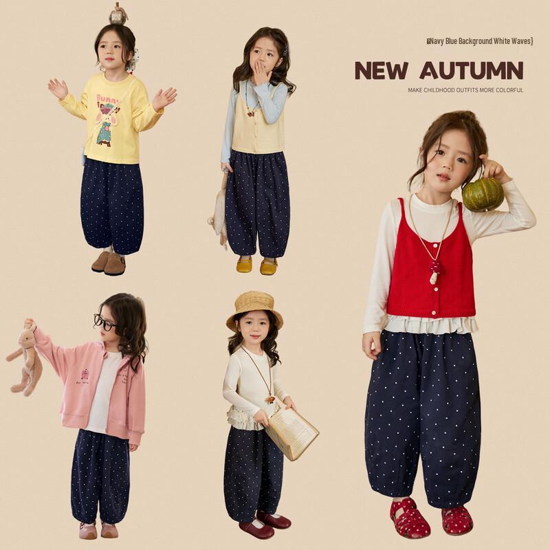 LUSON Flickors Bredbenta Byxor i Kammad Bomull