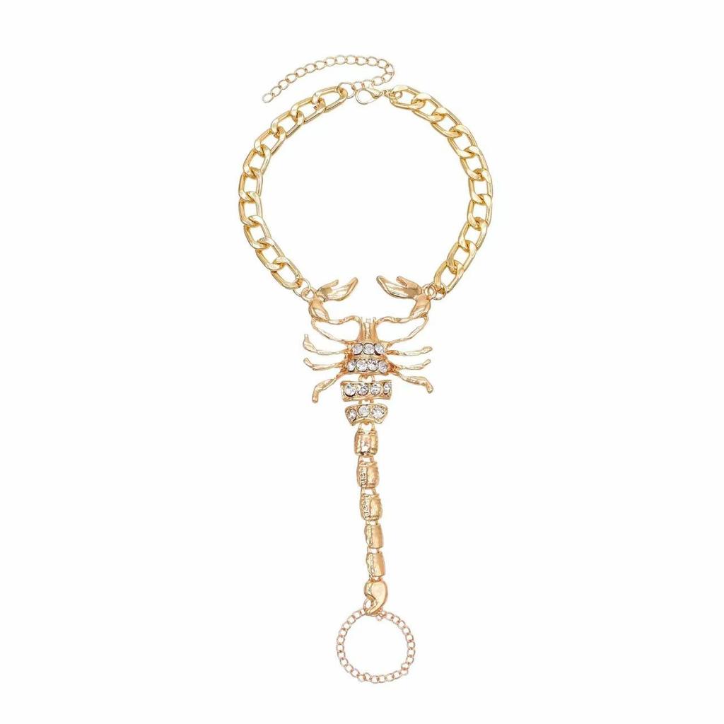 Retro Punk Scorpion Rhinestone Anklet & Toe Ring